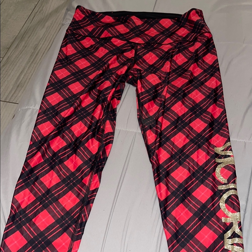 Victoria’s Secret Sport Plaid Leggings with matching sports bra